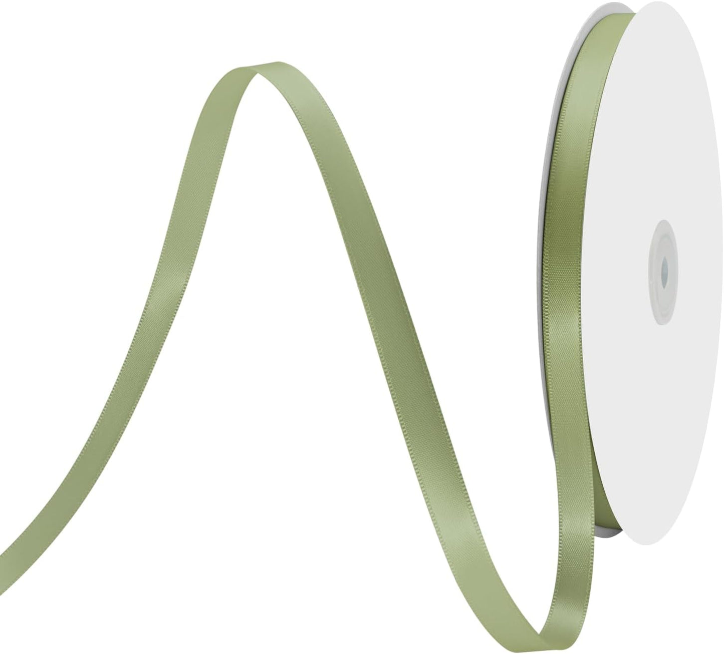 3/8" X 100 Yards Spring Moss Satin Thin Ribbon Solid Color Double Faced Ribbons Perfect for Crafts Wedding Decor Bow Making Arts Sewing and More