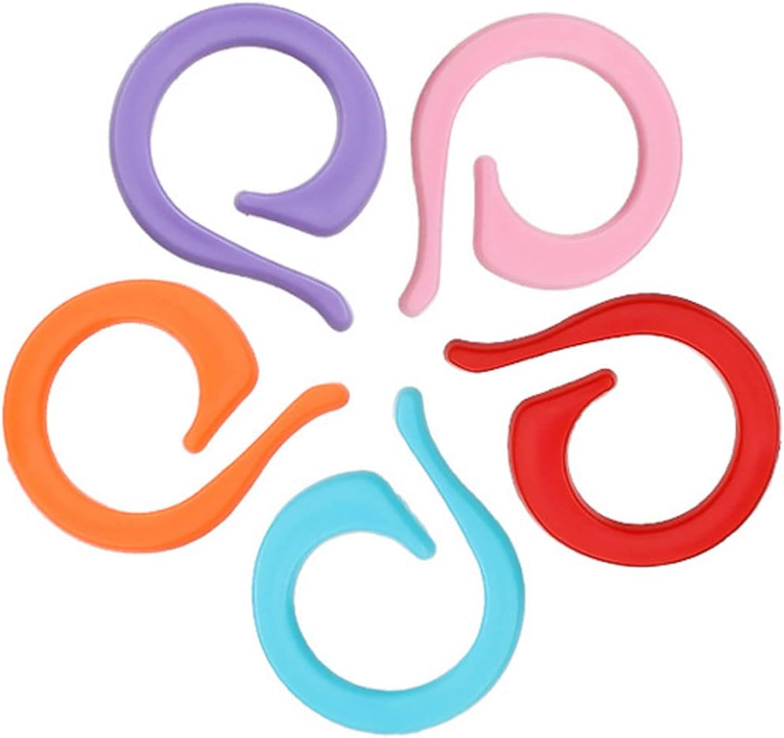 Hilsayum 120pcs Knitting Stitch Rings Plastic Stitch Markers with Transparent Storage Box Multicolor Crochet Locking Ring for DIY Sewing (Multicolor)