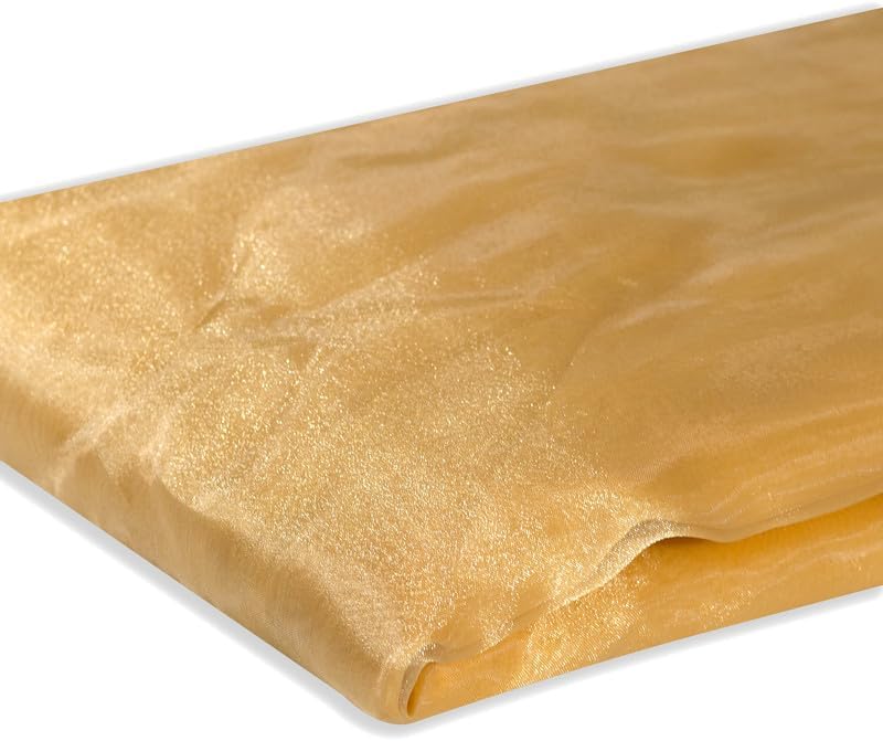 Fynite Champagne Gold Organza Fabric by The Yard | 20 Yard Long | 44" Wide | Bridal Soft Sheer Organza Tulle for DIY Wedding Dress Fashion Craft Decorations