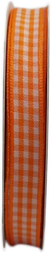 Orange Gingham Plaid Checked Ribbon 25 Yard Each Roll 100% Polyester (3/8", Orange)