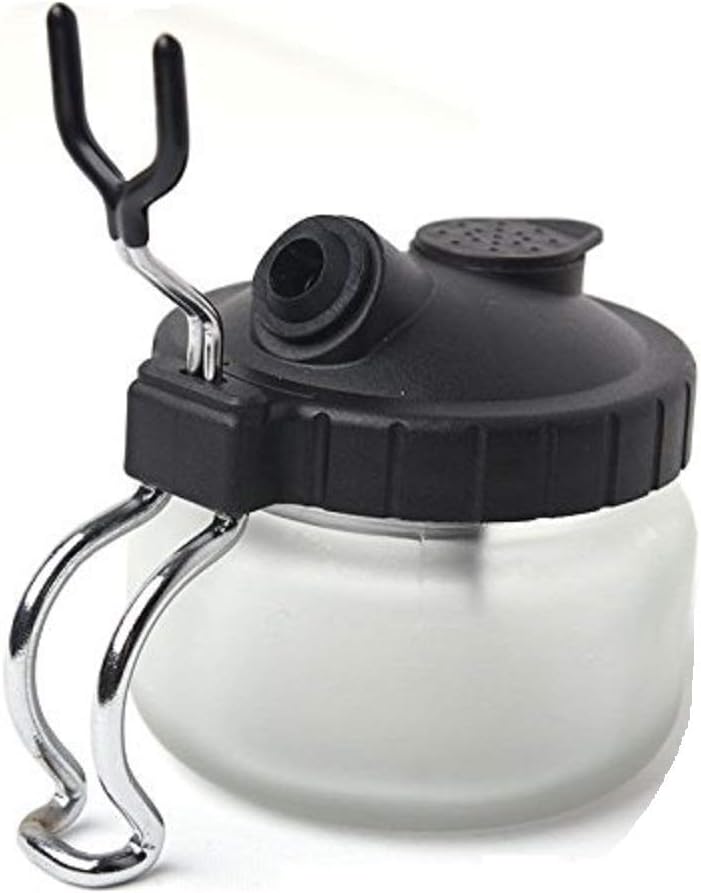 Multi-Purpose Airbrush Cleaner Cleaning Pot Strong Glass Filters Cleaner Airbrush and Airbrush Holder,Airbrush Cleaning Pot Strong Glass Jar Bottles Kit with Airbrush Holder Station