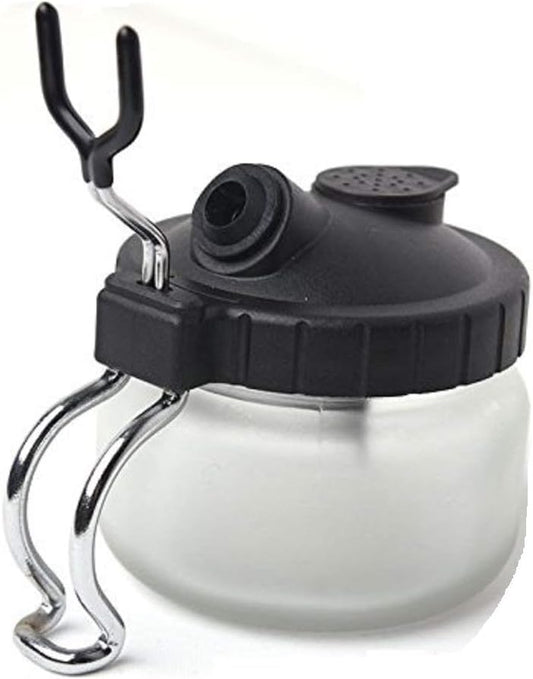 Multi-Purpose Airbrush Cleaner Cleaning Pot Strong Glass Filters Cleaner Airbrush and Airbrush Holder,Airbrush Cleaning Pot Strong Glass Jar Bottles Kit with Airbrush Holder Station