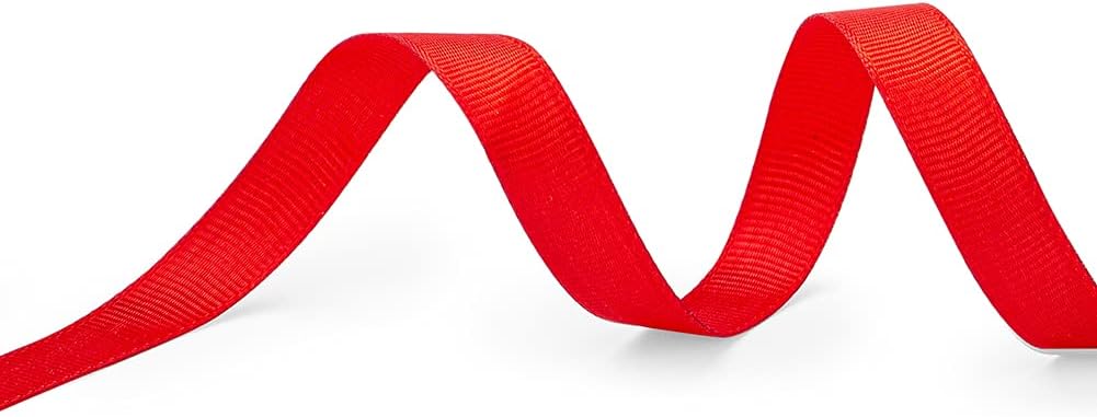 LIUYAXI 3/8" X 50 Yards Solid Red Grosgrain Ribbon, Perfect for Crafts, Wedding Decor, DIY Hair Accessories, Sewing, Gift Package Wrapping and More