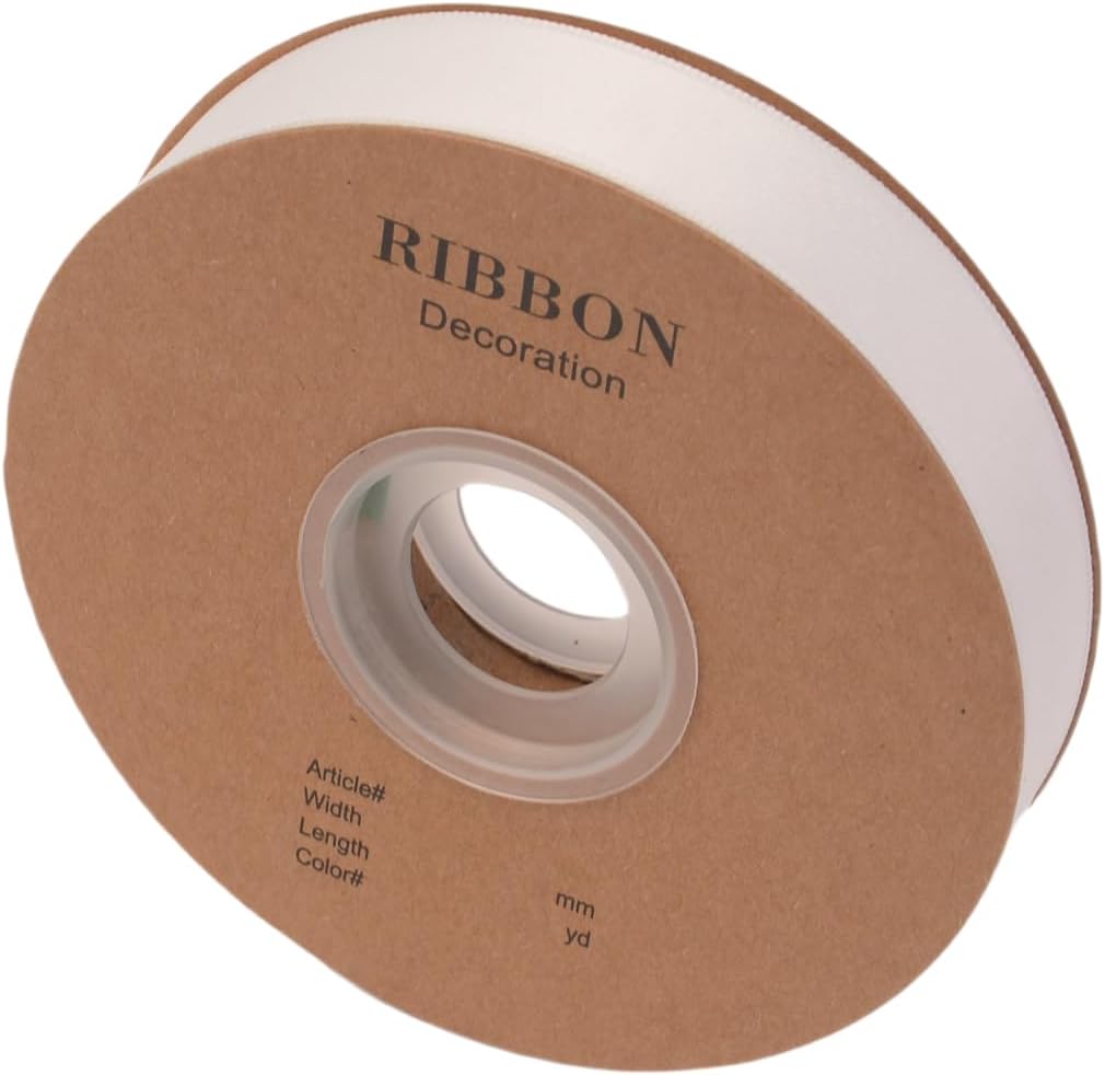 Double Side Satin Ribbon, Continuous 20 Yards,Use for Craft Bows Bouquet, Gift Wrapping, Wedding Decoration, Floral Arrangement (White, 1 inch)