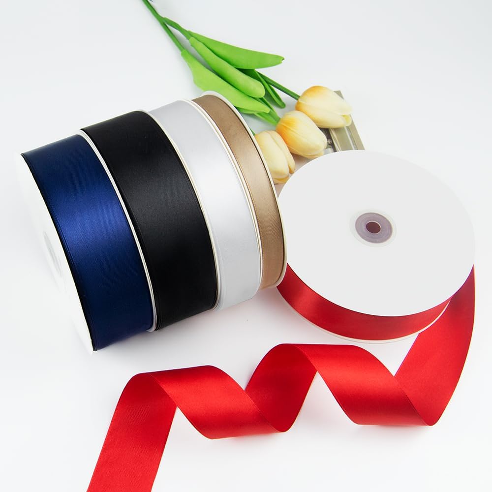 5/8" x 100 Yards Satin Ribbon - Green Silk Ribbon with Spool - Ideal for Gift Wrapping, Floral Bouquets, Crafts, Wedding Party Decorations, Christmas and Sewing Projects