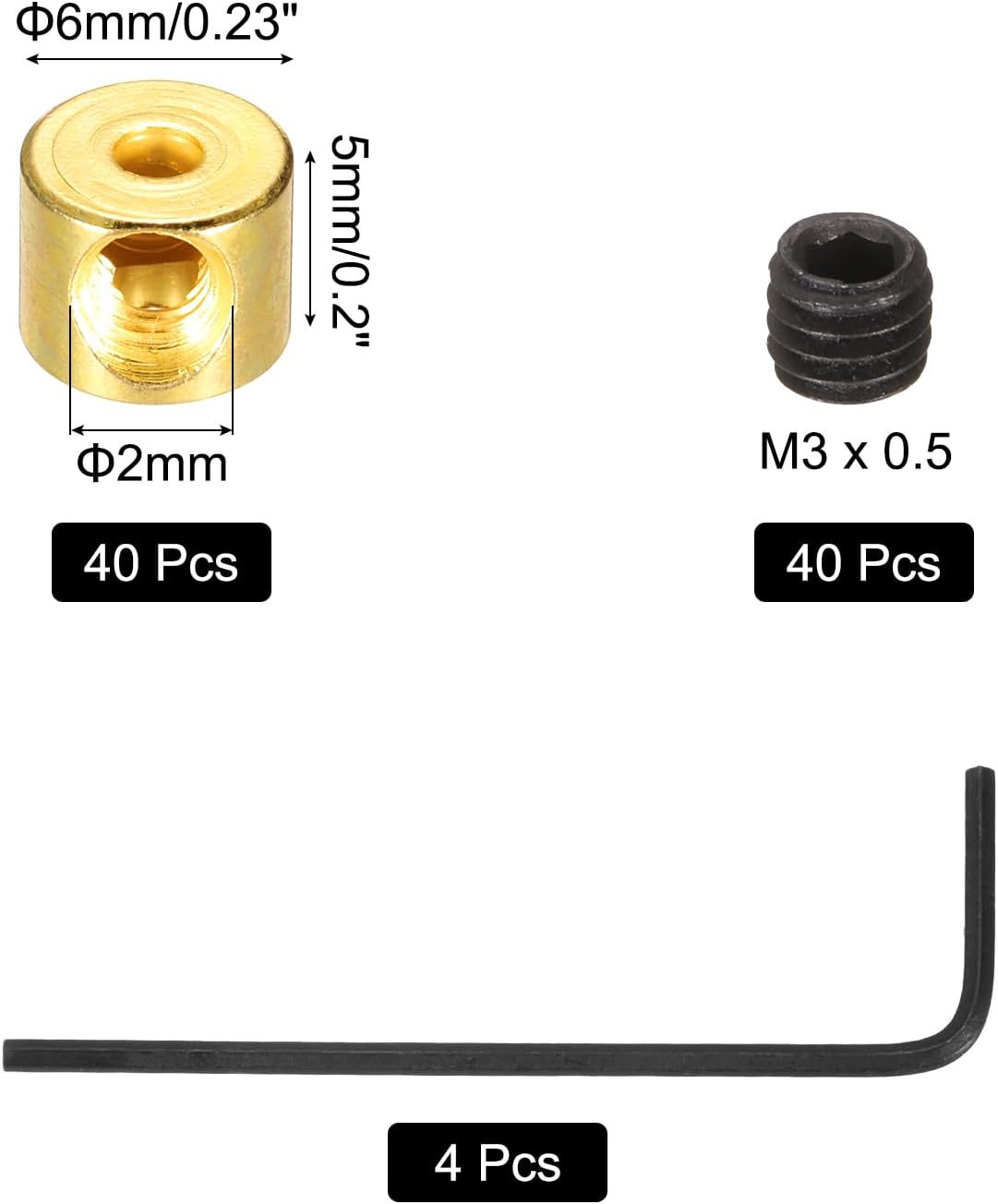 MECCANIXITY 40 Pcs Metal Locking Pin Backs, Locking Pin Keepers Clasp 5mm(H) with 4 Wrench Replacement in Storage Case for Badge, Brooch, Gold Tone