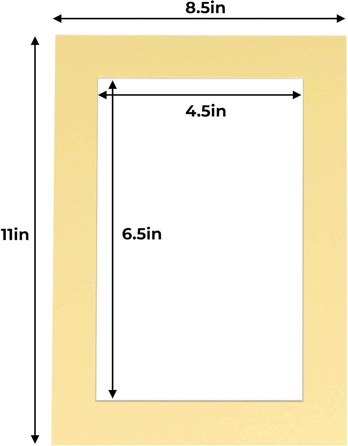 5x7 Mat for 8.5x11 Frame - Precut Mat Board Acid-Free Soft Yellow 5x7 Photo Matte For a 8.5x11 Picture Frame, Premium Matboard for Family Photos, Show Kits, Art, Picture Framing, Pack of 10 Mats