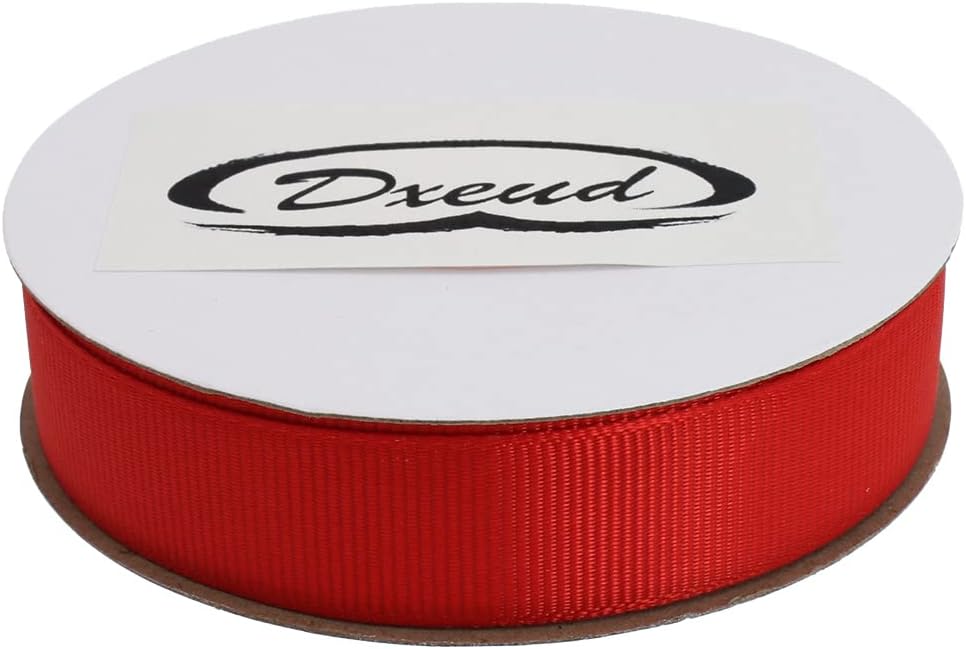 Solid Grosgrain Ribbon 25 Yard Each Roll 100% Polyester Woven Edge (1", Red)