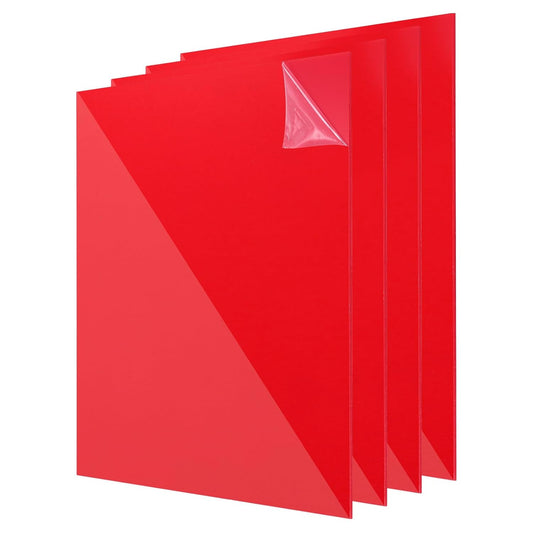 uxcell 4Pcs Acrylic Sheets 8x8 Inch Acrylic Panel 1/8 Inch-3mm Plastic Board for Picture Frames Sign Holders DIY Display Projects Craft, Clear Red