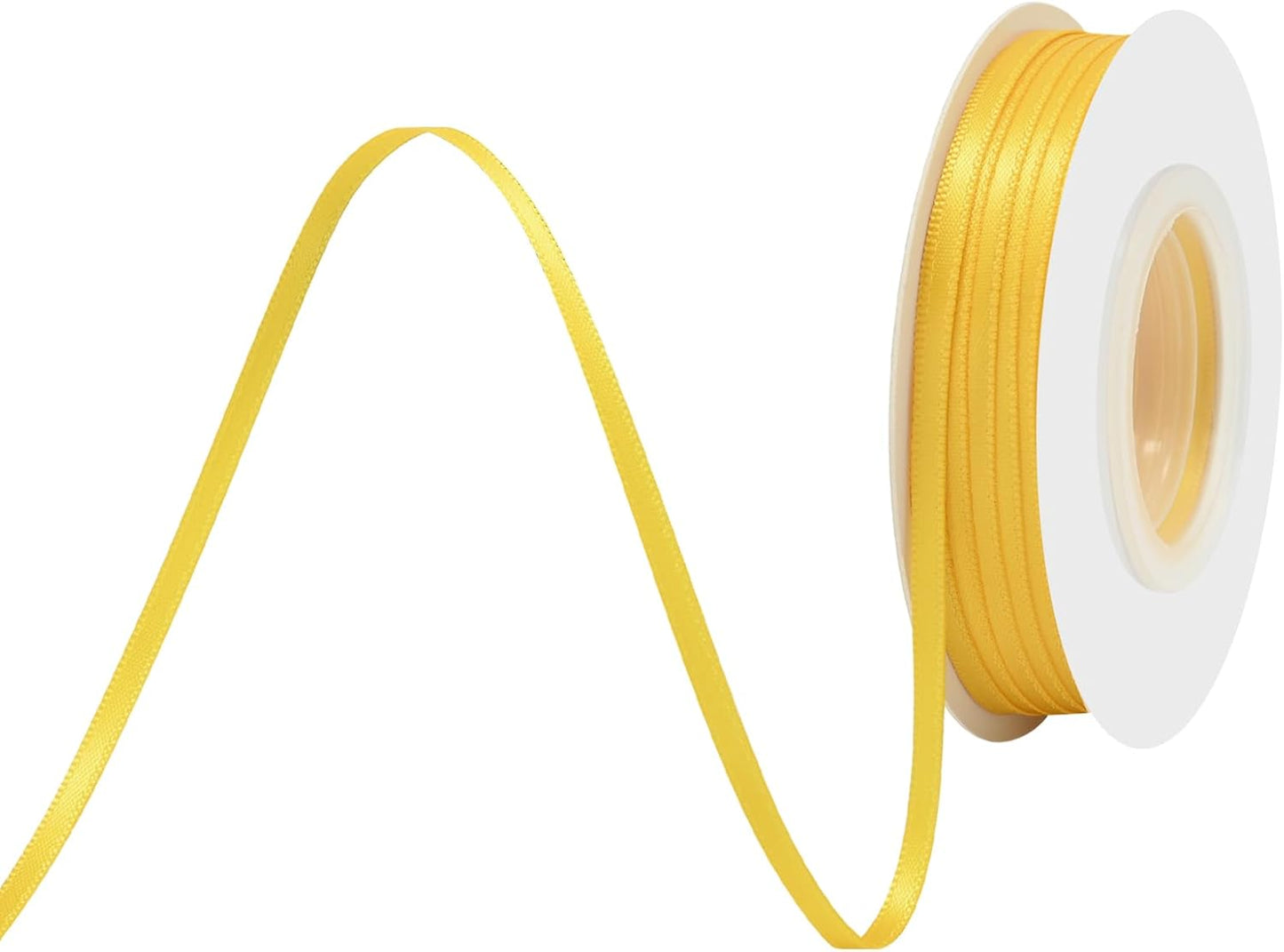 Maize Yellow Satin Ribbon 1/8" X 50 Yards Solid Color Double Faced Ribbons Perfect for Crafts Wedding Decor Bow Making Arts Sewing and More