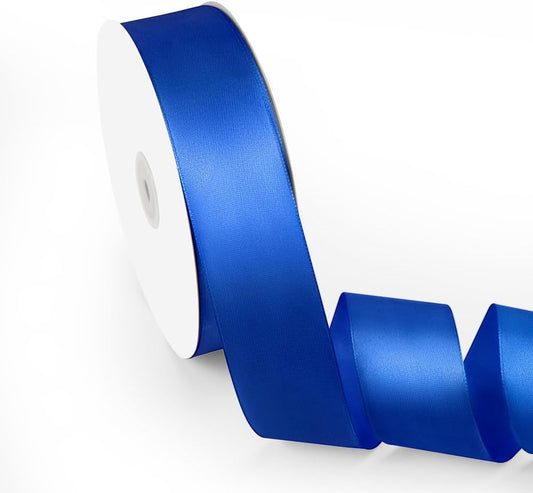 1-1/2" x 100 Yards Satin Ribbon - Wide Silk Royal Blue Ribbon with Spool - Ideal for Gift Wrapping, Floral Bouquets, Crafts, Wedding Party Decorations, Christmas and Sewing Projects