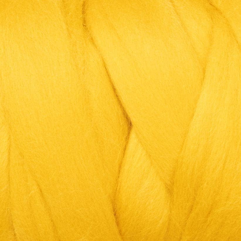 Colored Natural Wool roving, 1 lb. Best Wool for Needle Felting, Wet Felting, handcrafts and Spinning. Hand Knitting Big Yarn (Mustard, 1 lb)