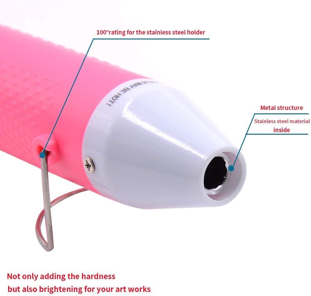 Heat Gun,mofa Embossing Mini Heat Gun,Hot Air Gun For Craft with Stand For DIY Embossing And Acrylic Paint Dryer,Multi-Purpose Electric Heating Nozzle 150W 110V (Pink,White)