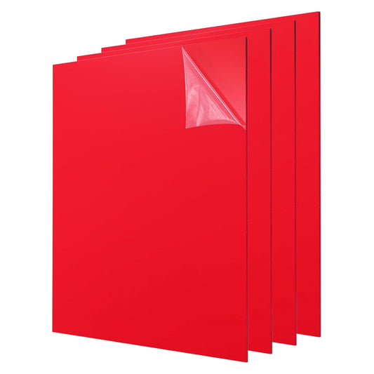 uxcell 4Pcs Acrylic Sheets 12x12 Inch Acrylic Panel 1/8 Inch-3mm Plastic Board for Picture Frames Sign Holders DIY Display Projects Craft, Red