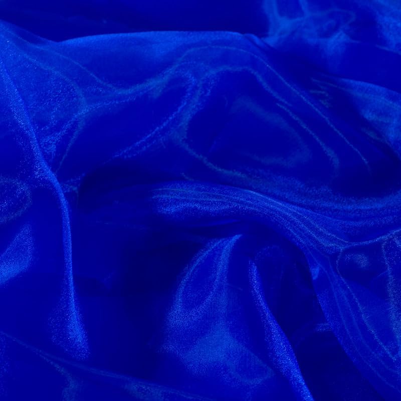 Fynite Royal Blue Organza Fabric by The Yard | 10 Yard Long | 44" Wide | Bridal Soft Sheer Organza Tulle for DIY Wedding Dress Fashion Craft Decorations