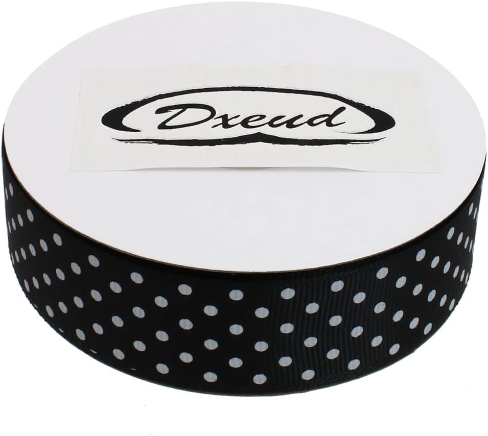 Polka Dot Grosgrain Ribbon 25 Yard Each Roll 100% Polyester (1", Black)
