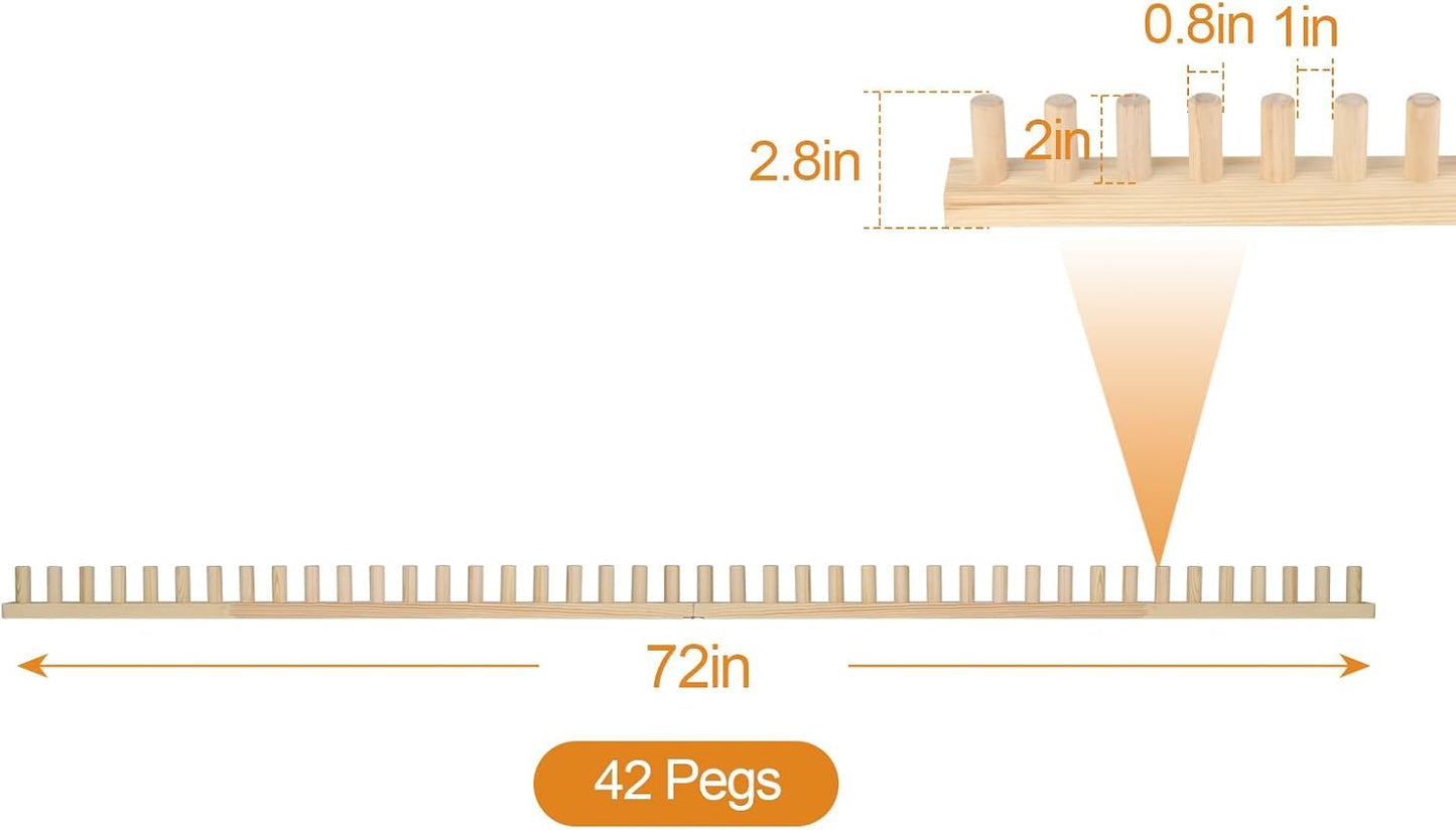 QWM 72“ Chunky Blankets Loom Knitting Looms Long Installation Free and Adjustable Foldable Portable Extra Loom Large 38,48,60, 72,84,96 Inch