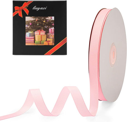 LIUYAXI 5/8" X 50 Yards Solid Pink Grosgrain Ribbon, Perfect for Crafts, Wedding Decor, DIY Hair Accessories, Sewing, Gift Package Wrapping and More