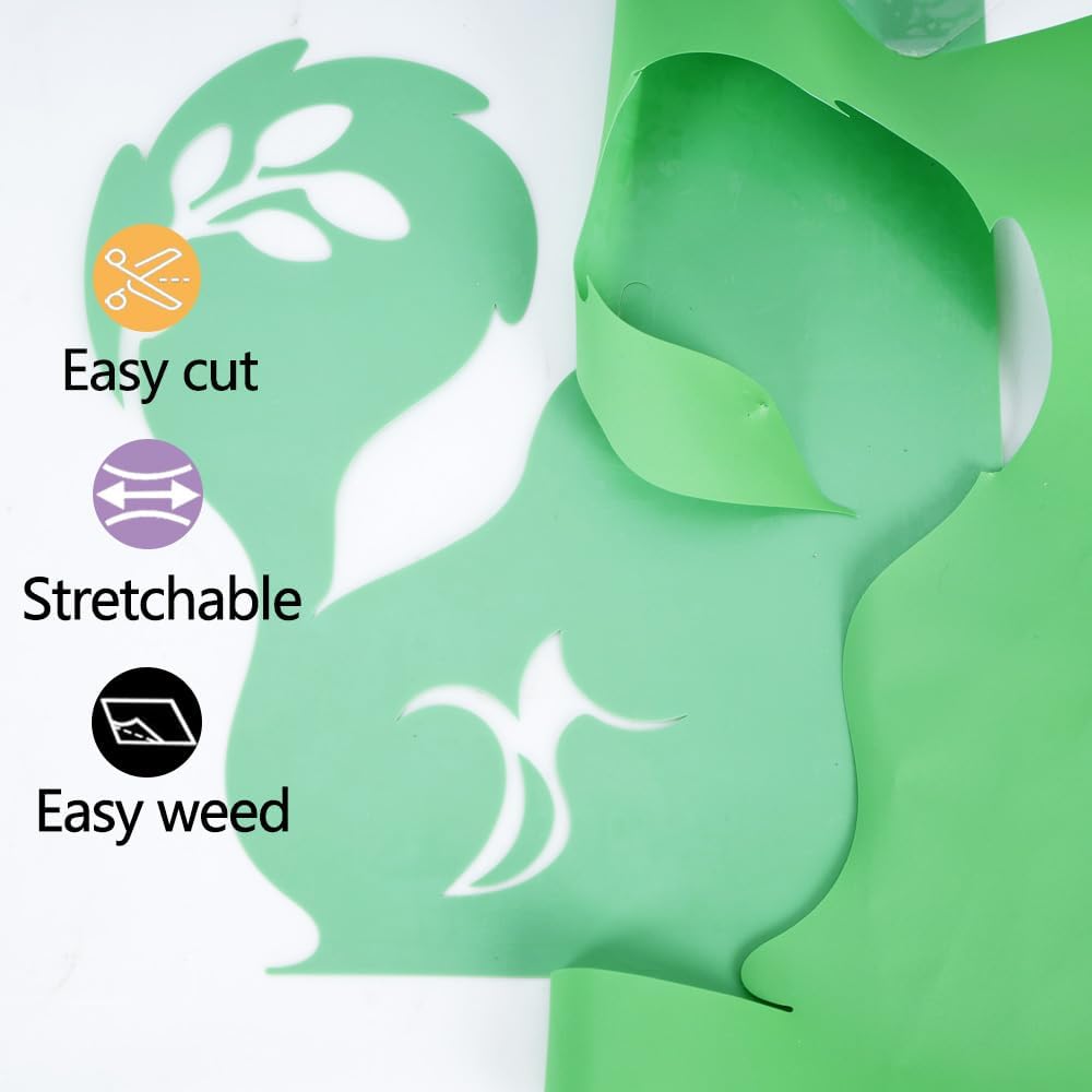 guangyintong Heat Transfer Vinyl Fruit Green HTV Rolls, 12" x 10ft Fruit Green Iron on Vinyl for T-Shirts, Matte Surface Fruit Green HTV Vinyl for All Cutter Machine Easy to Cut & Weed for DIY Design