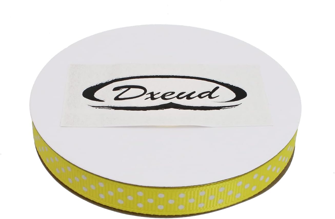 Polka Dot Grosgrain Ribbon 25 Yard Each Roll 100% Polyester (3/8", Yellow)