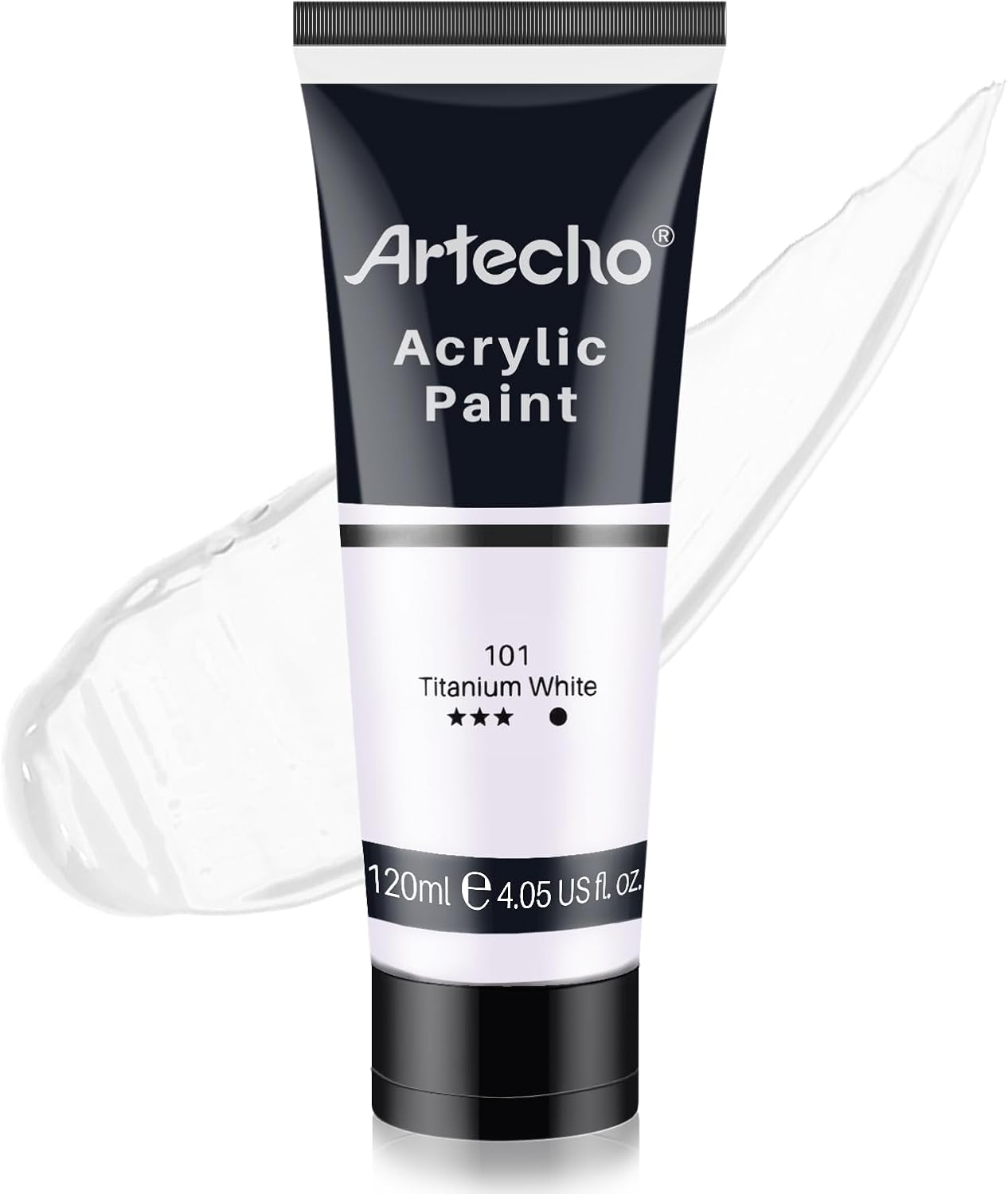 Artecho White Acrylic Paint, Titanium White Paint (120ml / 4.05oz) Tubes, Art Craft Paints for Canvas Painting, Rock, Stone, Wood, Fabric, Art Supplies