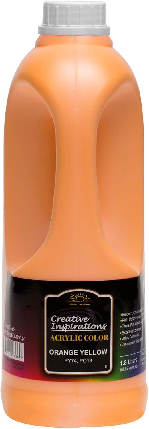 Creative Inspirations Acrylic Paint - Orange Yellow - 1.8 Liter - Smooth & Creamy Consistency, Vibrant Pigmentation, Great Coverage for Artists - Clean Up with Soap & Water
