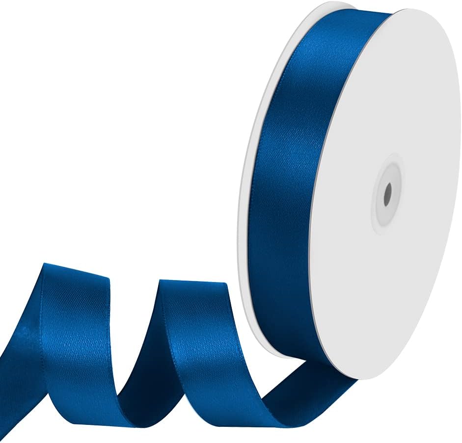 1" Width x 100 Yards Satin Ribbon, Navy Blue Ribbon Perfect for DIY Craft, Bows, Gift Wrapping, Flower Bouquet, Valentine's Day, Christmas and Party Decoration