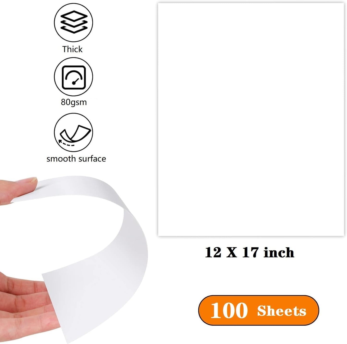 WAUPPY 12"x17" Sketch Drawing Paper 100 Sheets Art Craft Paper for Doodle, Kids Arts Supplies White Coloring Paper