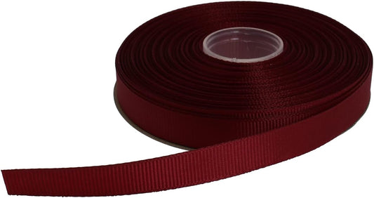 Solid Grosgrain Ribbon 25 Yard Each Roll 100% Polyester Woven Edge (1/2", Dark Red)