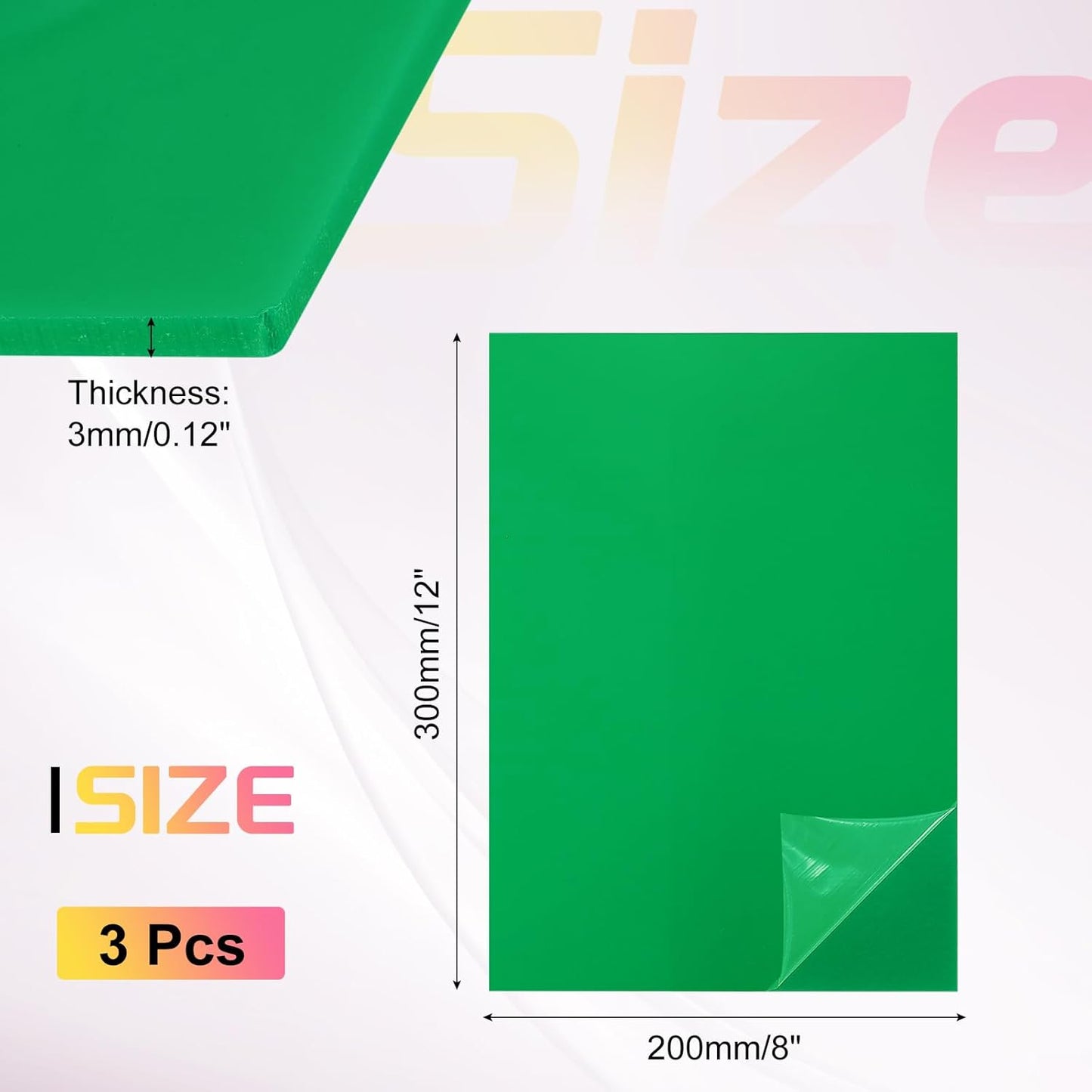 uxcell 3Pcs Acrylic Sheets 12x8 Inch Acrylic Panel 1/8 Inch-3mm Plastic Board for Picture Frames Sign Holders DIY Display Projects Craft, Green