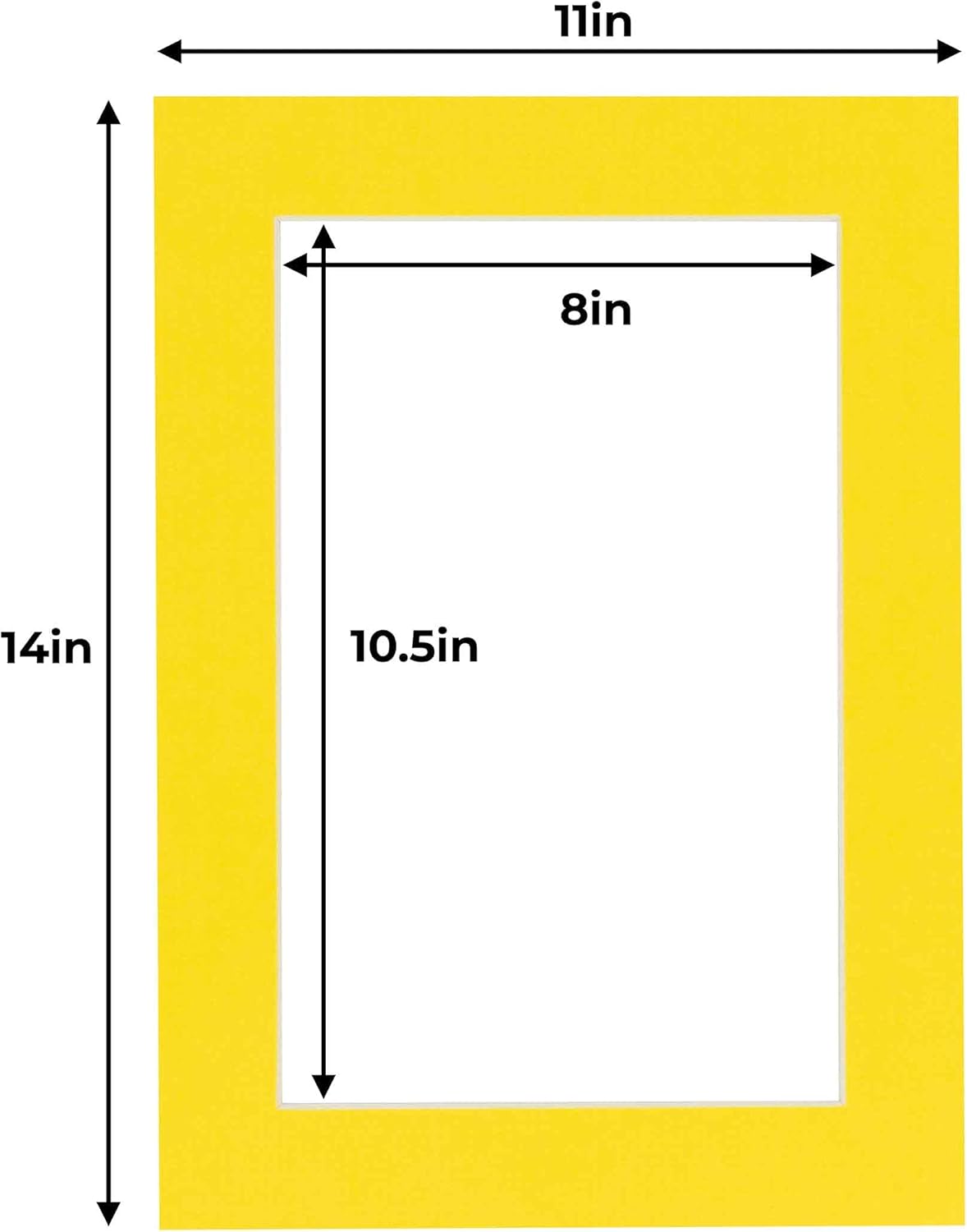 11x14 Mat for 8.5x11 Photo - Precut Yellow Picture Matboard for Frames Measuring 11 x 14 Inches - Bevel Cut Matte to Display Art Measuring 8.5 x 11 Inches - Acid Free Pack of 25 MATS