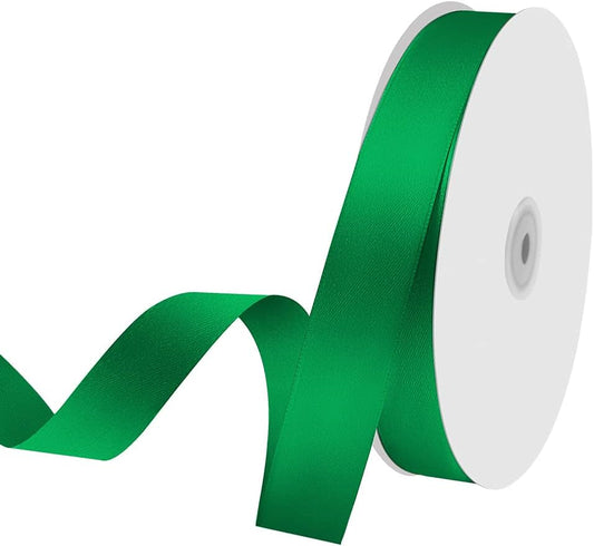 1" x 100 Yards Satin Ribbon - Green Silk Ribbon with Spool - Ideal for Gift Wrapping, Floral Bouquets, Crafts, Wedding Party Decorations, Christmas and Sewing Projects