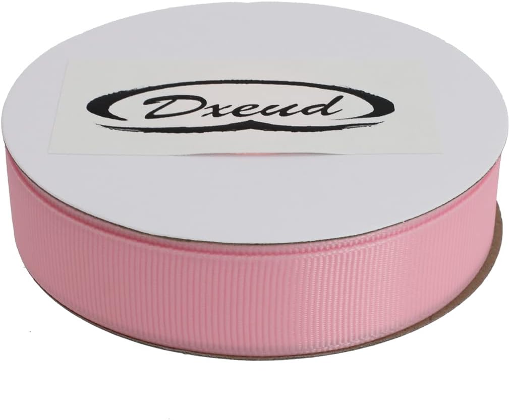 Solid Grosgrain Ribbon 25 Yard Each Roll 100% Polyester Woven Edge (1", Pink)