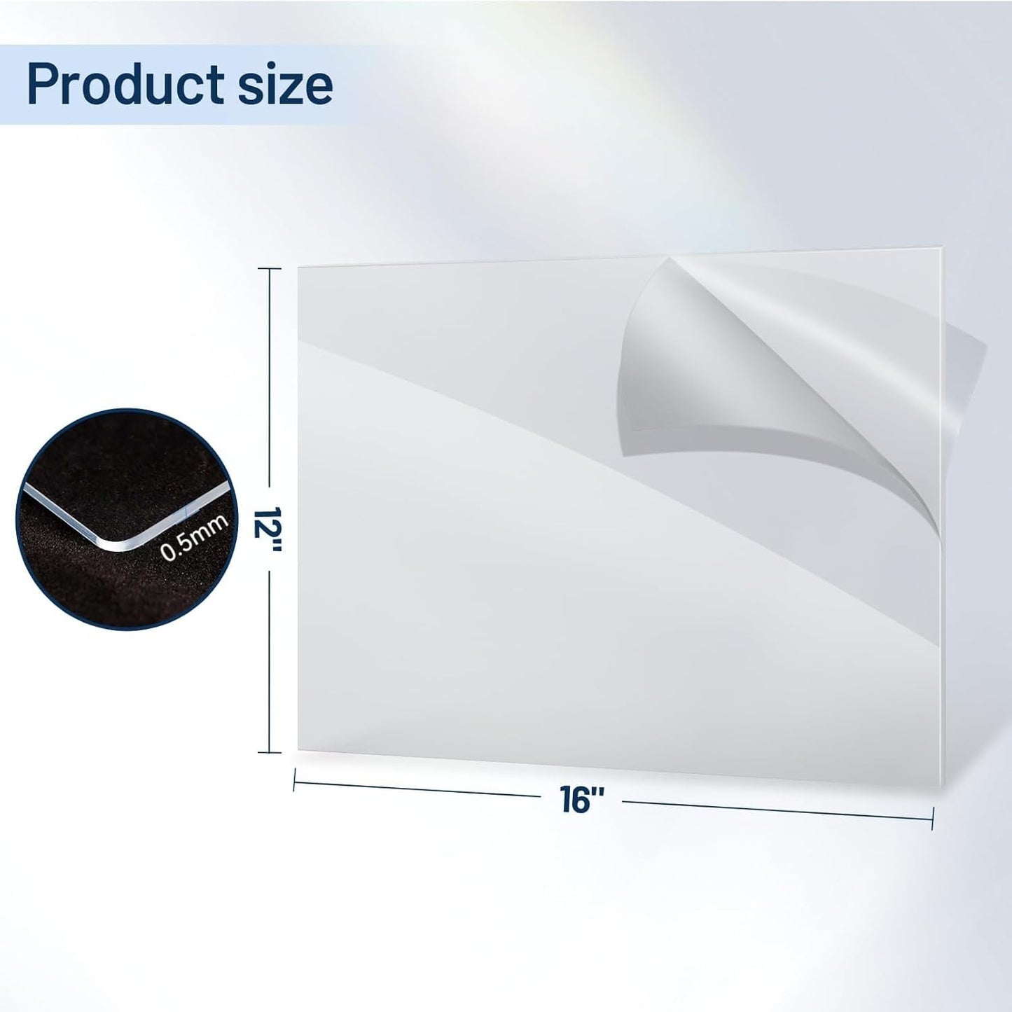 5 Pack 12”x16” x0.02” Clear PET/Plexiglass Sheet, Transparent Flexible Plastic Sheet 12x16, 0.02” Clear Plastic Sheet for Crafts, Picture Frames, Painting, Sign Blank