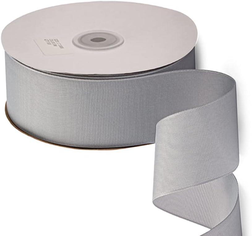 LIUYAXI 2" X 50 Yards Solid Silver/Grey Grosgrain Ribbon, Perfect for Crafts, Wedding Decor, DIY Hair Accessories, Sewing, Gift Package Wrapping and More