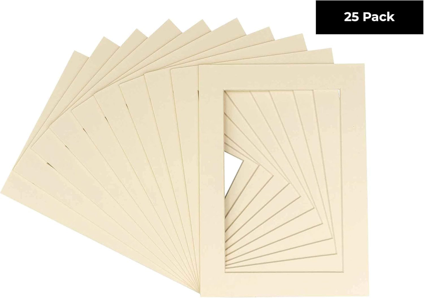 5x7 Mat for 8.5x11 Frame - Precut Mat Board Acid-Free Textured Cream 5x7 Photo Matte For a 8.5x11 Picture Frame, Premium Matboard for Family Photos, Show Kits, Art, Picture Framing, Pack of 25 Mats