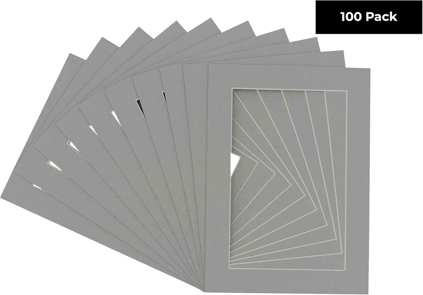 11x14 Mat for 8.5x11 Photo - Precut Mid Grey Picture Matboard for Frames Measuring 11 x 14 Inches - Bevel Cut Matte to Display Art Measuring 8.5 x 11 Inches - Acid Free Pack of 100 MATS