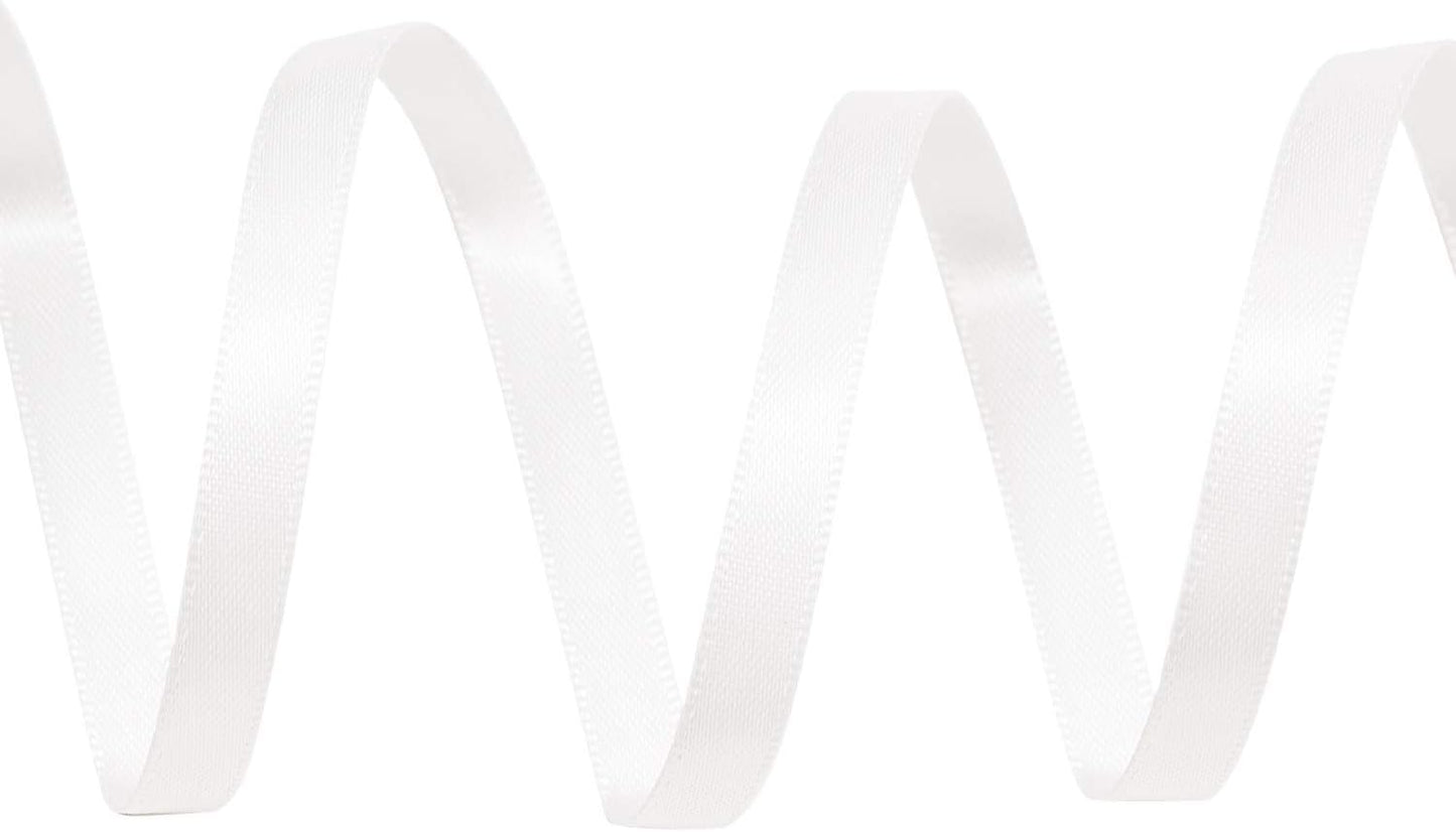 YAMA White Double Faced Satin Ribbon 1/4 Inch 25 Yards Thin White Ribbon for Gift Wrapping Crafts Hair Bows Wedding Party Decoration
