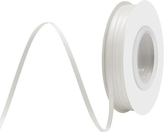 Off White Satin Ribbon 1/8 Inch X 50 Yards Solid Color Double Faced Ribbons Perfect for Crafts Wedding Decor Bow Making Arts Sewing and More