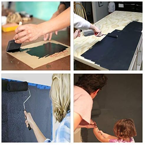 Chalkboard Blackboard Paint - Brush on Wood, Metal, Glass, Wall, Plaster Boards Sign, Frame or Any Surface. Use with Chalk Pen Wet Erase, Non-Toxic - Matte Finish [Black] - (33.8oz Cover 129 sf)