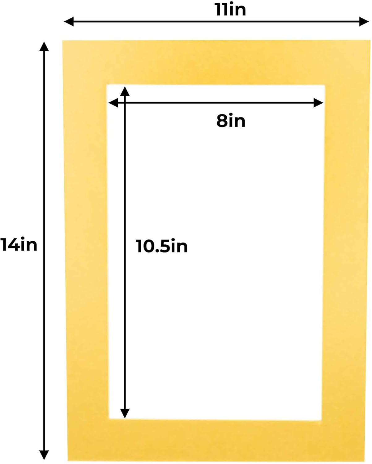 11x14 Mat for 8.5x11 Photo - Precut Metallic Gold Picture Matboard for Frames 11 x 14 Inches - Bevel Cut to Display Art 8.5 x 11 Inches - Acid Free Pack of 100 MATS with Backing Boards & Clear Bags