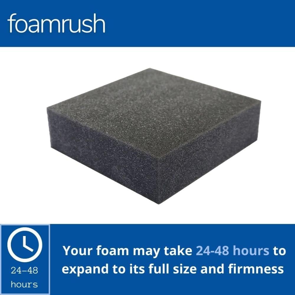 FoamRush 3" x 24" x 24" Charcoal High Density Upholstery Foam Cushion, Upholstery Sheet, Foam Padding, Seat Replacement, Wheelchair Seat & Chair Cushion Replacement, Square, Made in USA