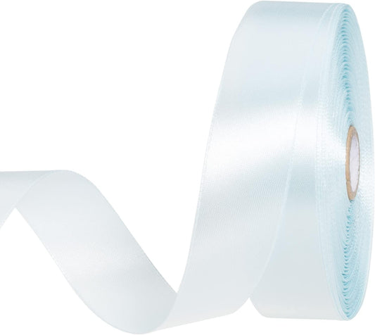 1 Inch Light Blue Solid Satin Ribbon, 50 Yards Craft Fabric Ribbon for Gift Wrapping Floral Bouquets Wedding Party Decoration