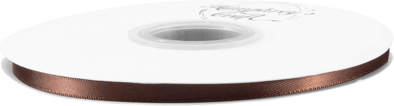 Humphrey's Craft 1/4 Inch Brown Double Faced Satin Ribbon - 50 Yards Variety of Color for Crafts Gift Wrapping DIY Bows Bouquet Decoration Sewing Christmas Tree Wedding and Invitation Card.