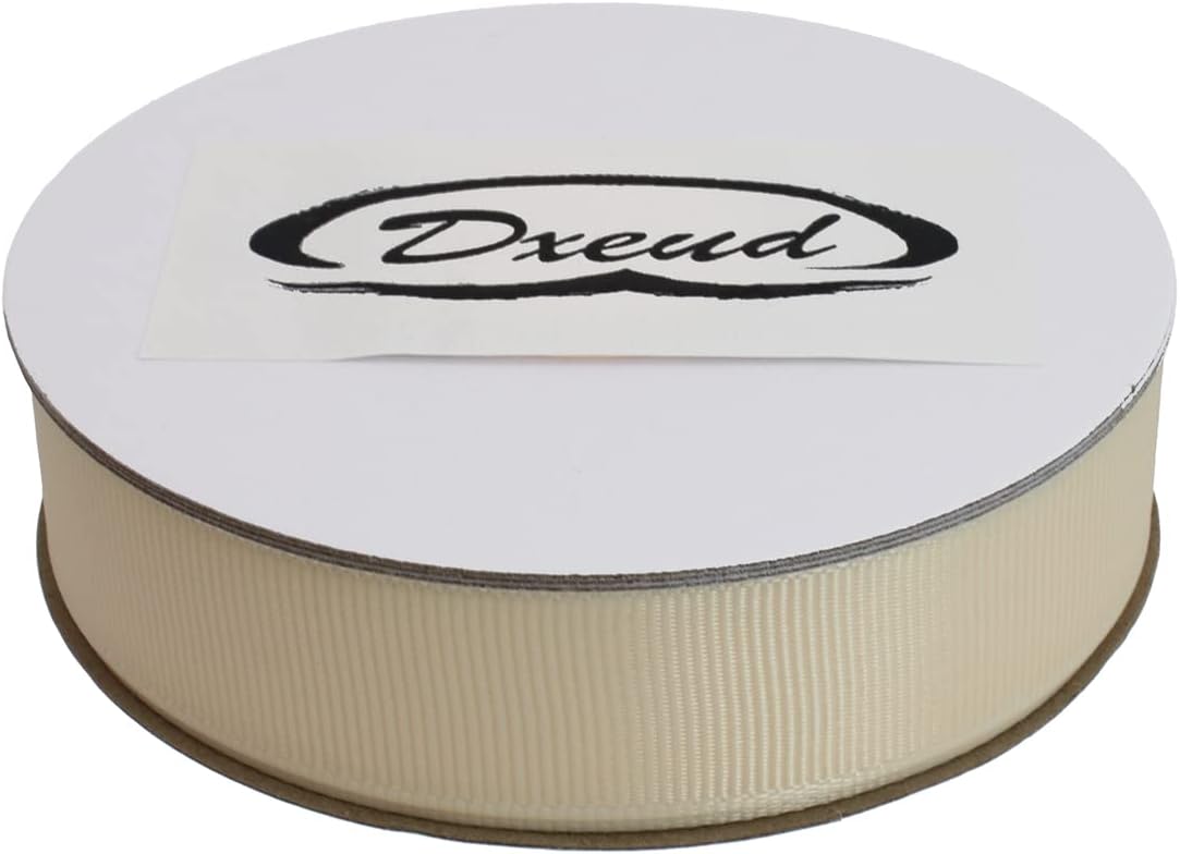 Solid Grosgrain Ribbon 25 Yard Each Roll 100% Polyester Woven Edge (3/4", Beige)