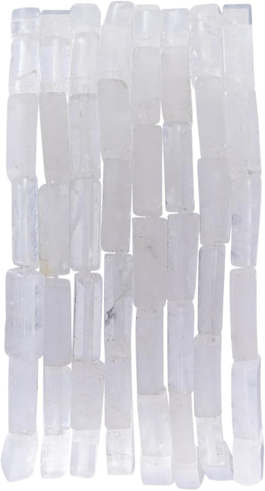 Natural White Crystal Rectangle Tube Beads 4x13mm 38cm/str Loose Semi Gemstone Stone Beads for Making Bracelets Necklace Earrings