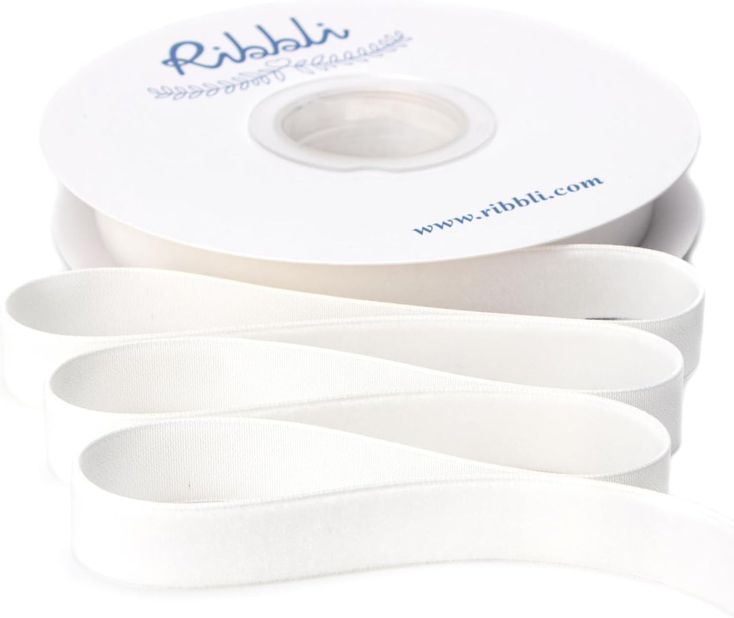 Ribbli Polyester Off White Velvet Ribbon,5/8 Inches Continuous10-Yard Spool,Christmas Ribbon for Gift Wrapping,Floral Bouquets, Home Decor