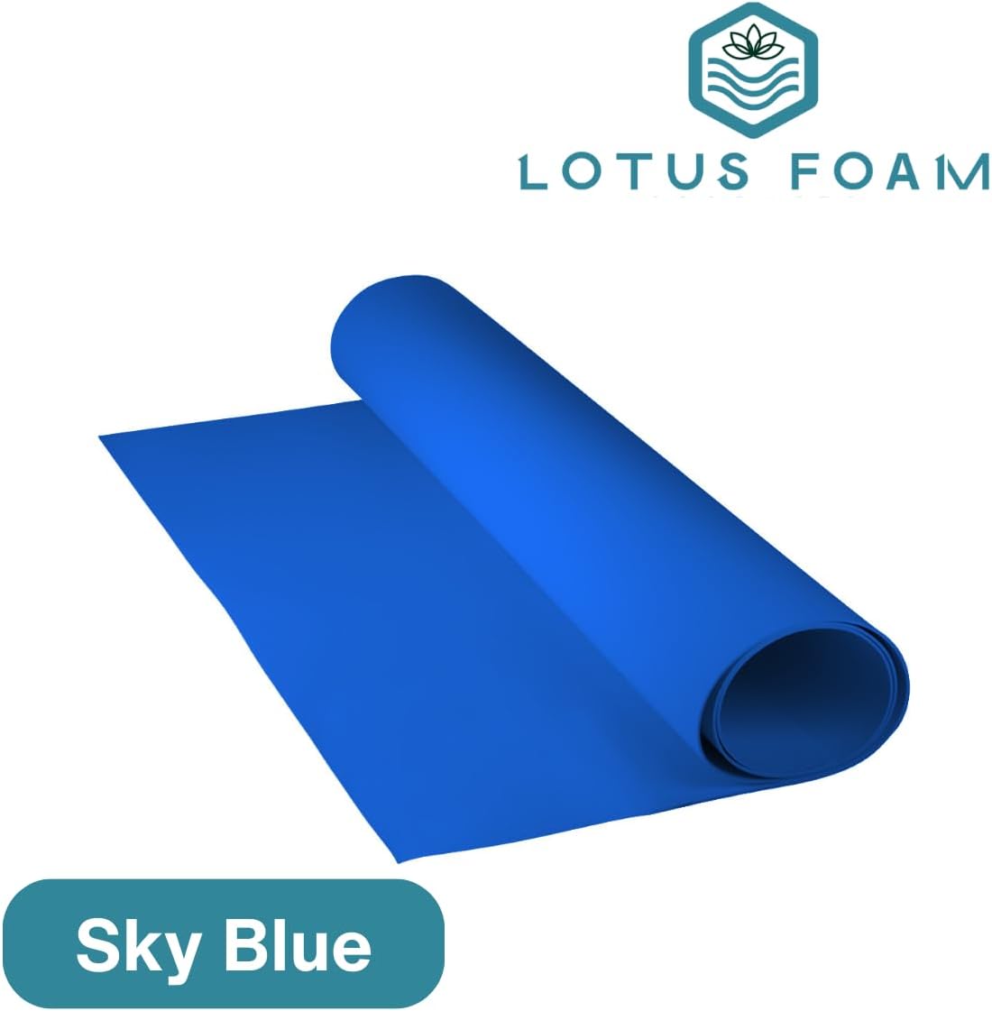 LotusFoam Large 3mm EVA Foam Sheet - 44"x 85" High Density Foam 130 kg/m3 for Cosplay, Costumes, Crafts, Flooring, Outdoor Use - 35 Colors (Sky Blue) - Sky Blue
