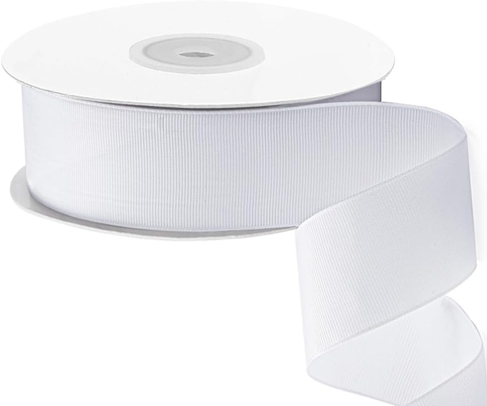 LIUYAXI 2" X 50 Yards Solid White Grosgrain Ribbon, Perfect for Crafts, Wedding Decor, DIY Hair Accessories, Sewing, Gift Package Wrapping and More