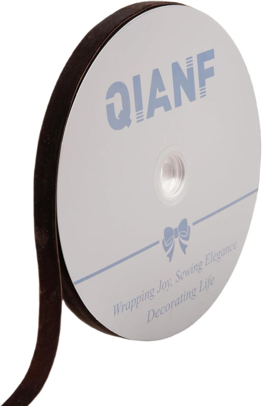 Vintage Brown Velvet Ribbon Chocolate Christmas Ribbon for Gift Wrapping Crafts Christmas Tree Ornaments Garland Decorations, 5/8 Inch X 25Yd